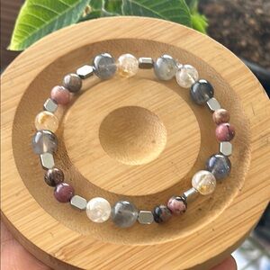 Handmade Citrine + Labradorite + Rhodonite + Hematite Beaded Bracelet